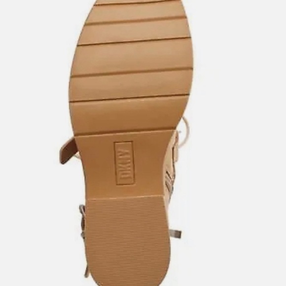 DKNY ITA SUEDE STRIPY BOOTS ROUND TOE WOMEN PLATFORM PADDED BEIGE COLOR SZ 6.5 - Picture 4 of 6